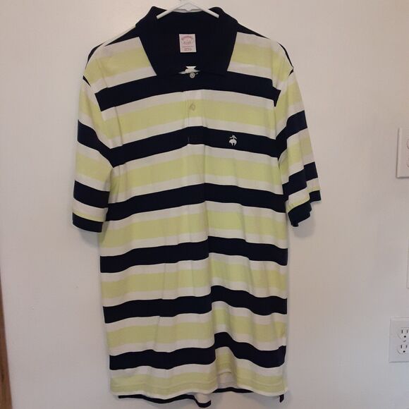 Brooks Brothers Performance Polo Men's L Original Fit Shirt Blue Green Stripes - Picture 1 of 9